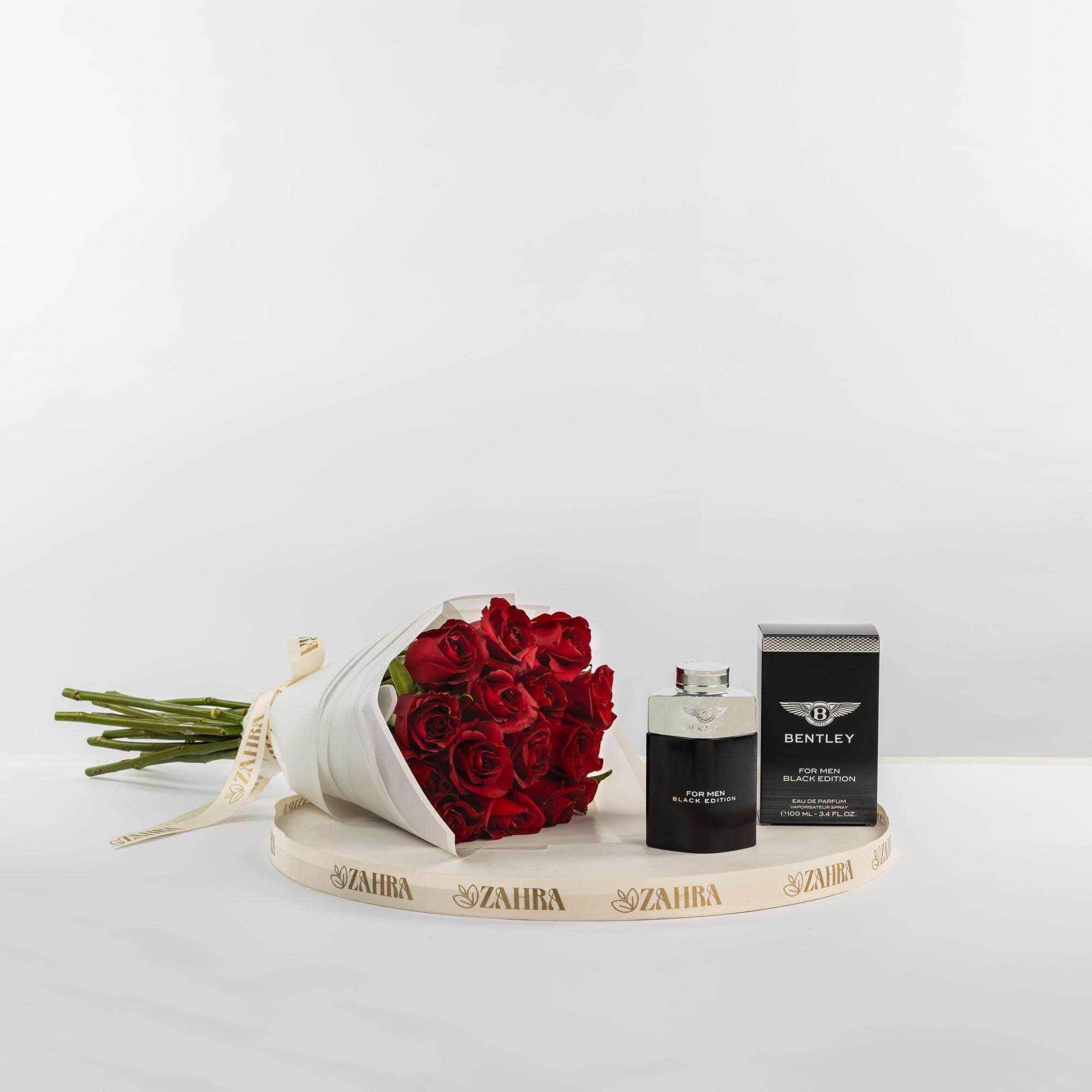 Bentley Black Edition & 15 Red Roses Bouquet