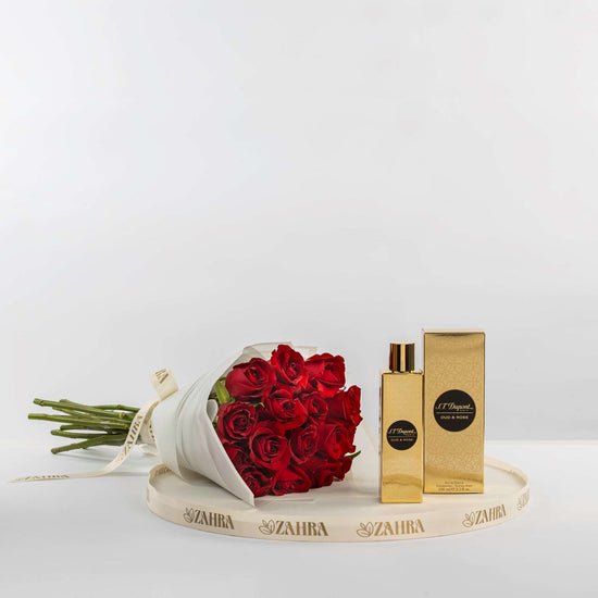 Oud & Rose EDP & 15 Red Roses Bouquet