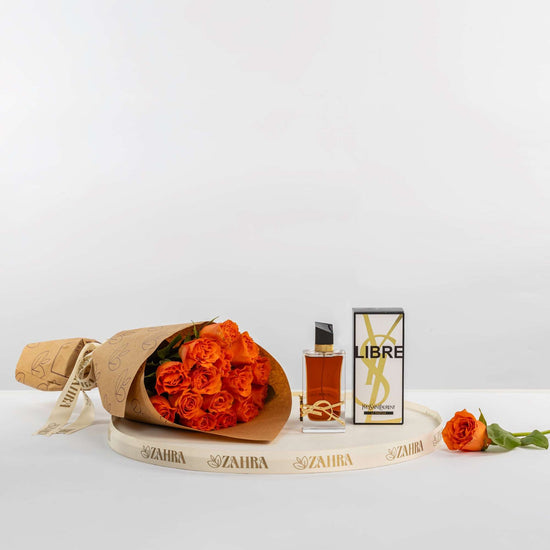 YSL Libre & Orange Roses Bouquet