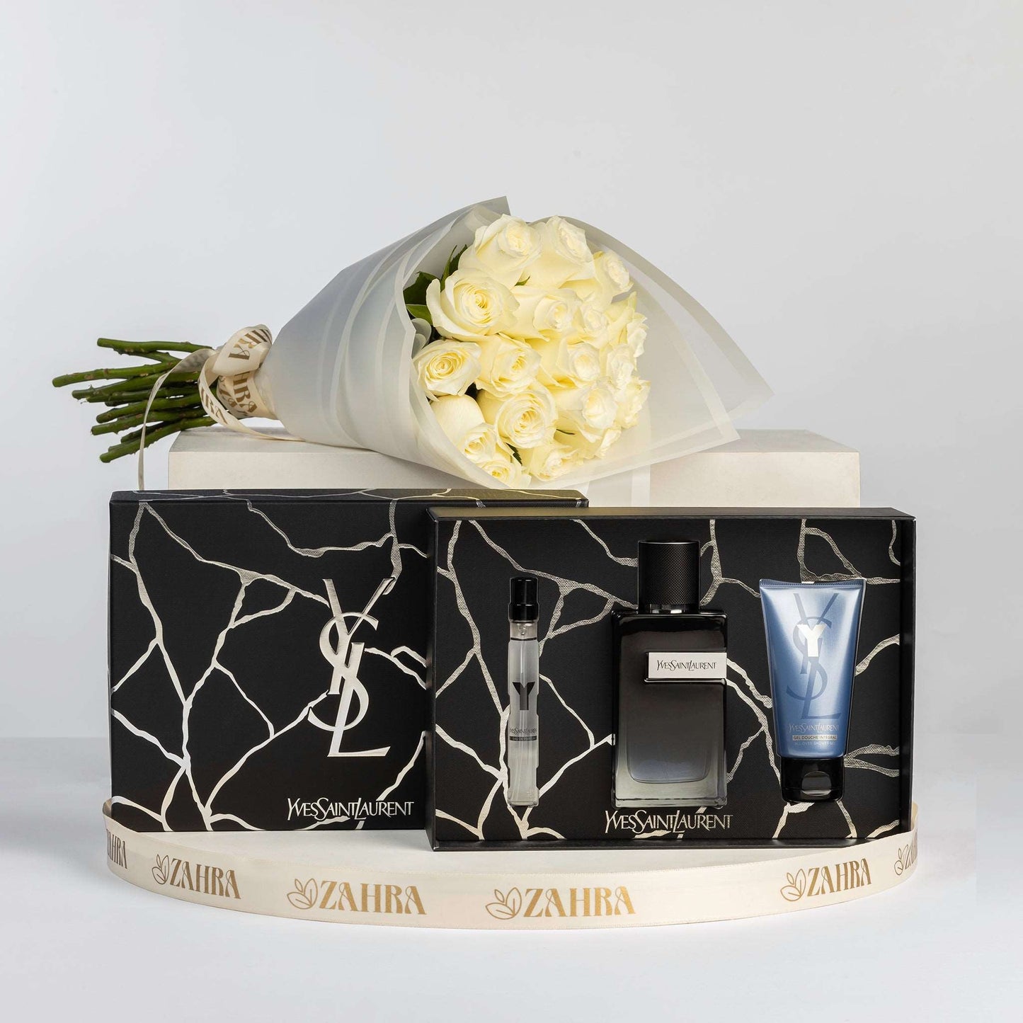 Y EDP Gift Set & White Flowers Bouquet