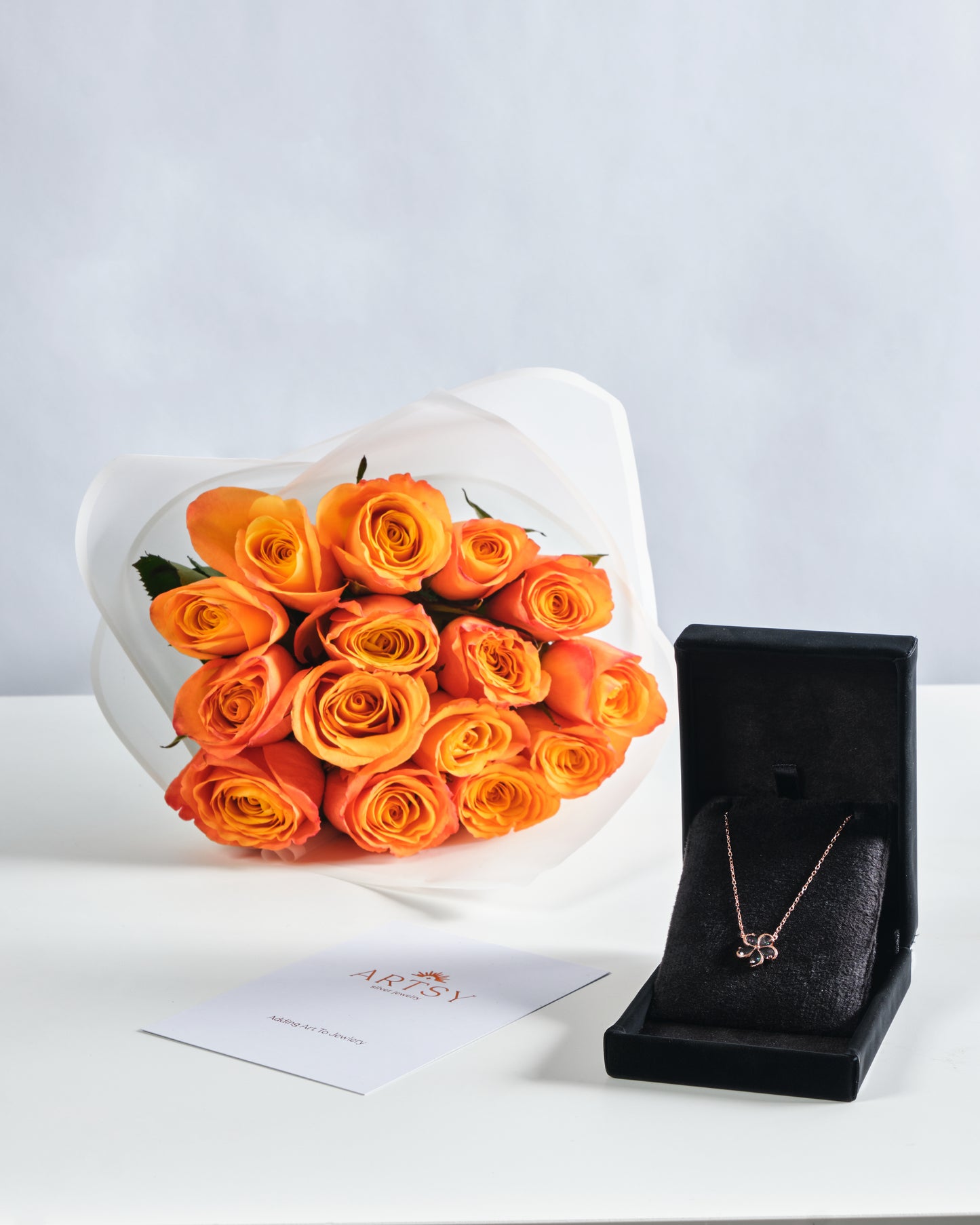 Flower Necklace & Orange Bouquet