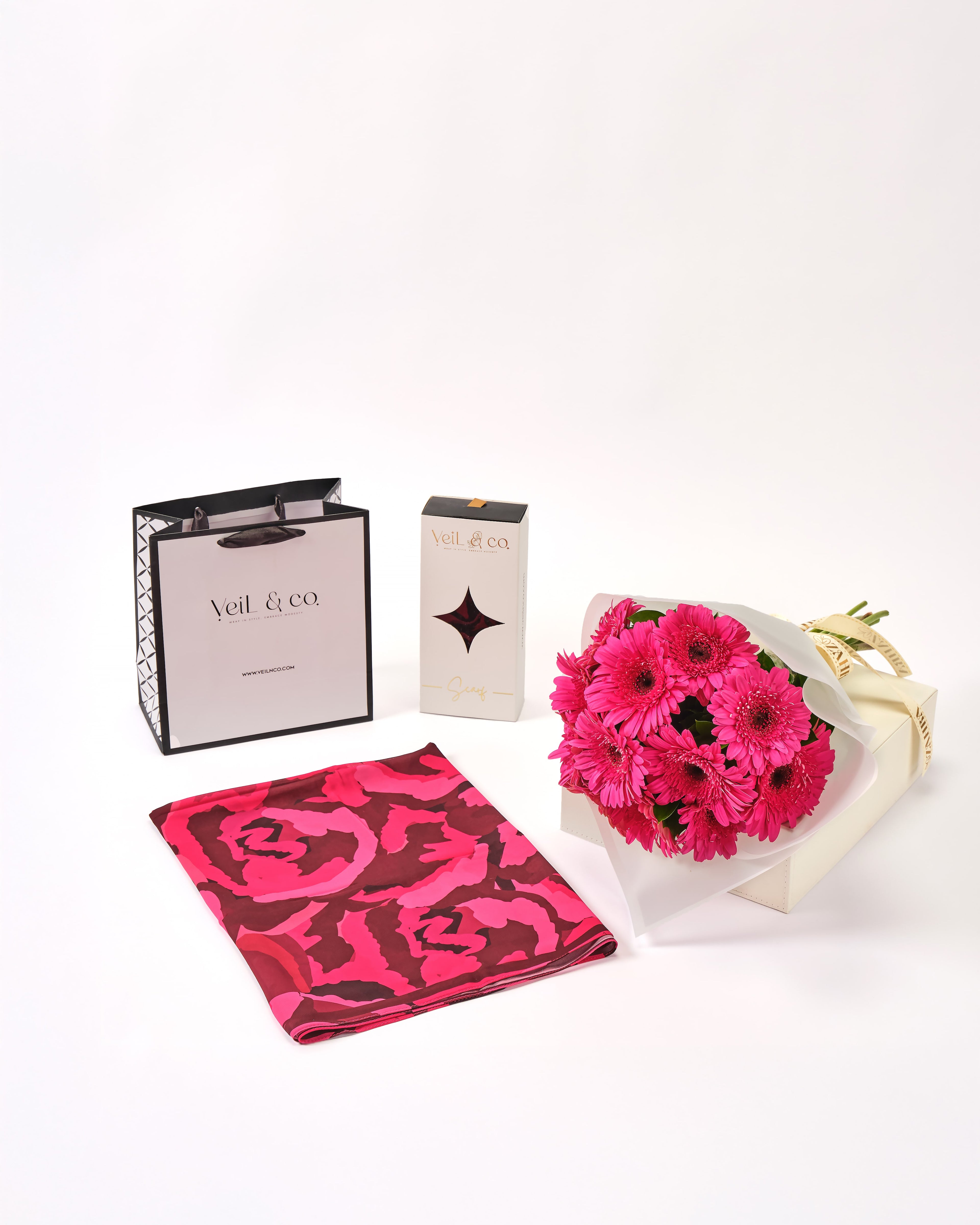 Crimson Veil & Purple Gerbera Bouquet (V11)