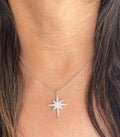 Star zircon stones silver necklace-F11
