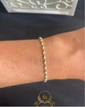 Silver bracelet gold plated with silver stones-F25