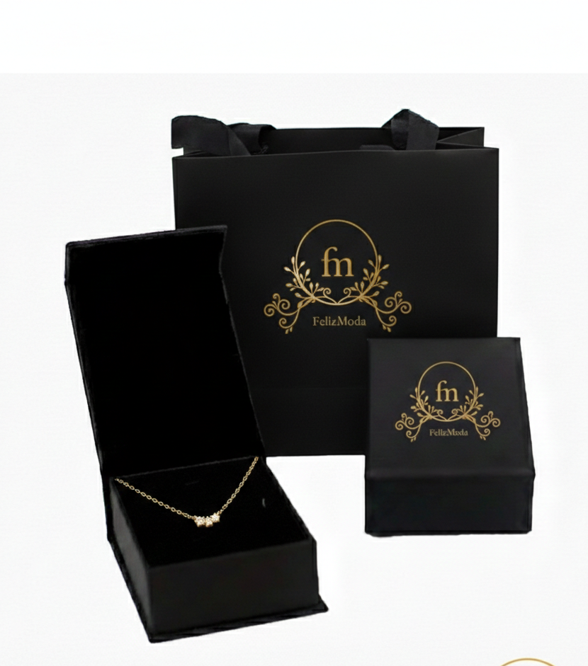 Three flowers silver necklace gold plated with zircon stones-F12