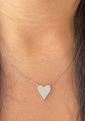 Heart silver necklace with multiple zircon stones-F16
