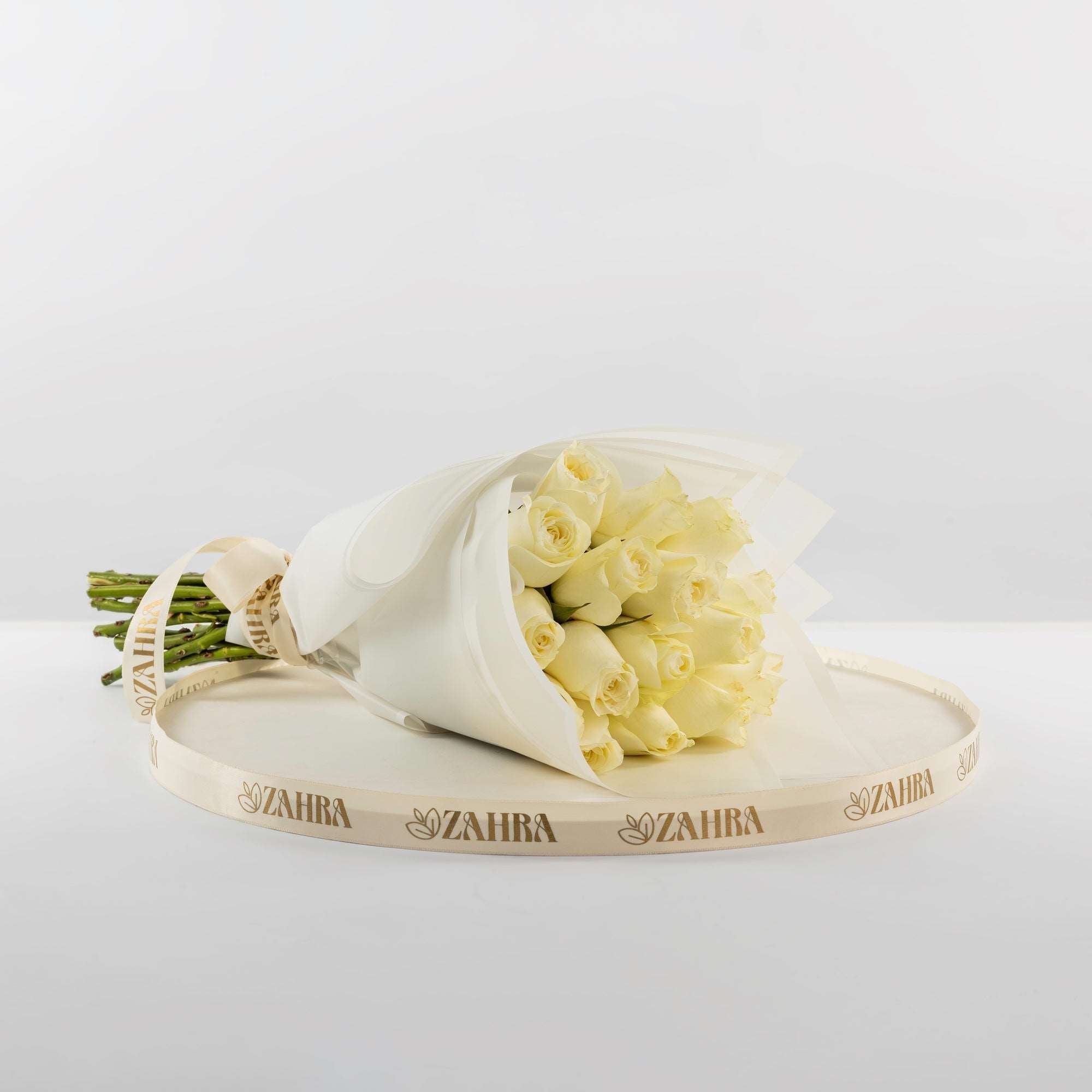 White Roses Bouquet & Swiza 38 pcs